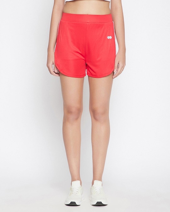Shop Comfort Fit Active Dolphin Shorts In Red-Front