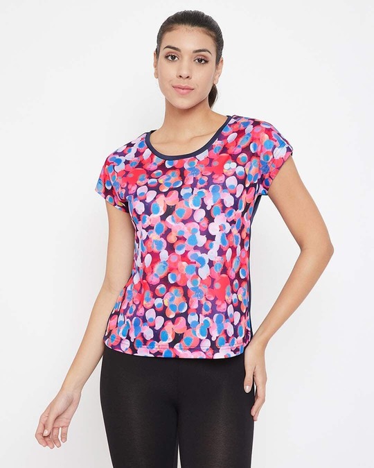 Shop Comfort Fit Active Printed T-Shirt In Multicolour-Front