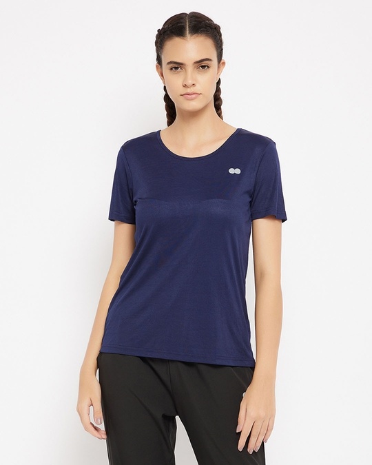 Shop Comfort Fit Active T Shirt In Navy-Front