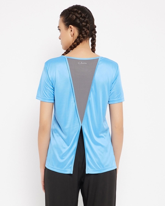 Shop Comfort Fit Active T Shirt In Sky Blue-Back