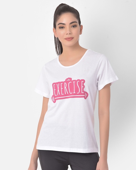 Shop Comfort Fit Active Text Print T Shirt In White-Front