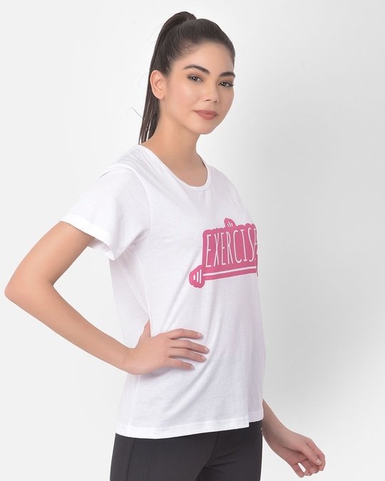 Shop Comfort Fit Active Text Print T Shirt In White-Full