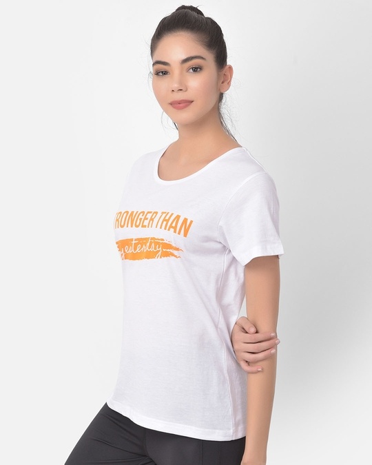 Shop Comfort Fit Active Text Print T Shirt In White-Design