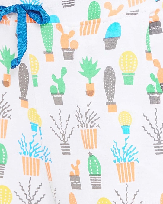 Shop Cool Cactus Top And Capri Set In White  Pure Cotton-Full
