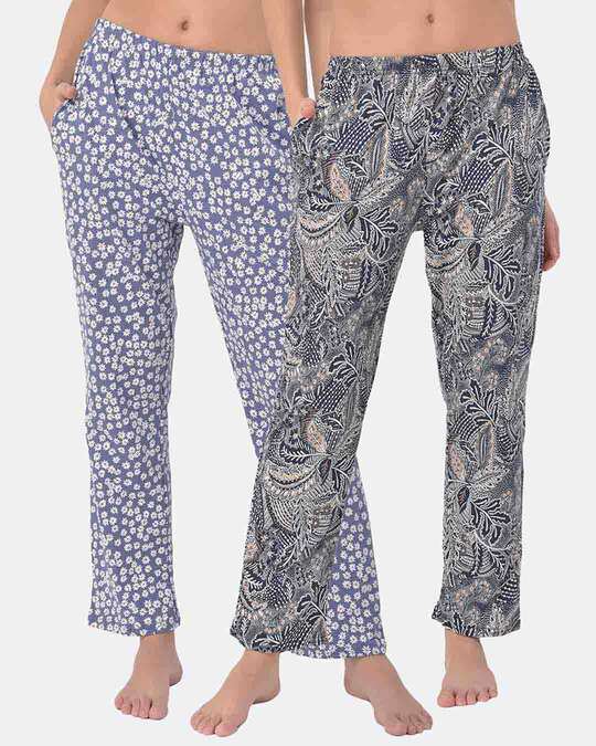 Shop Cotton Pack Of 2 Print Me Pretty Pyjama Pants   Blue-Front