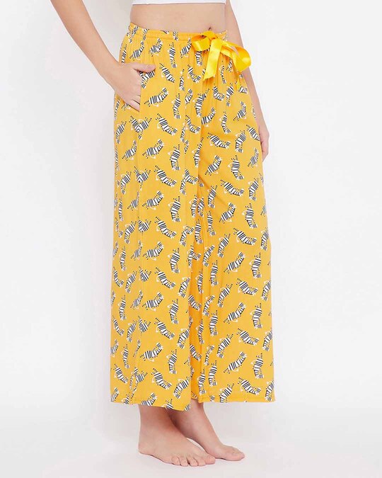 Shop Cotton Pack Of 2 Printed Flared Pyjama   Yellow & Orange-Design