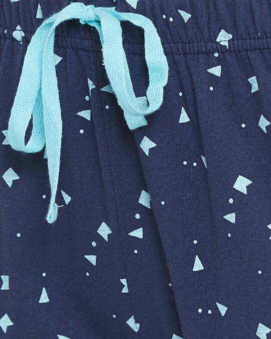 Shop Cotton Pack Of 2 Printed Pyjama Pants   Black & Blue