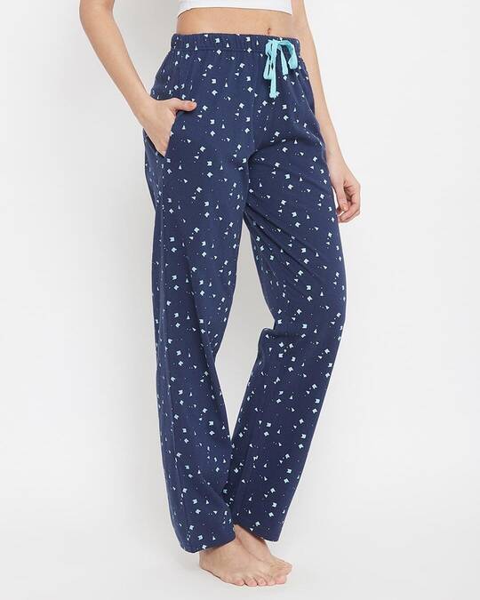 Shop Cotton Pack Of 2 Printed Pyjama Pants   Blue & Pink-Design