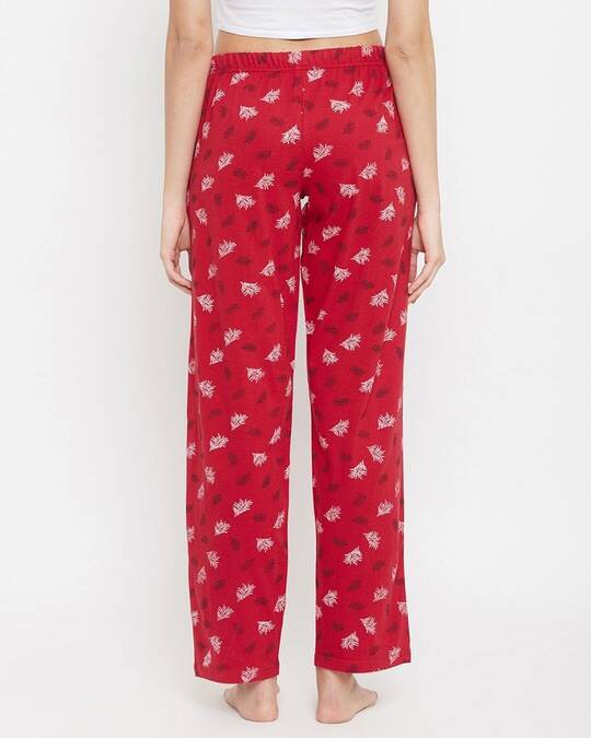Shop Cotton Pack Of 2 Printed Pyjama Pants With Pocket   Peach & Blue-Back