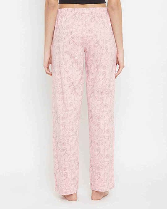 Shop Cotton Pack Of 2 Printed Pyjama Pants With Pocket   Pink & Beige-Back
