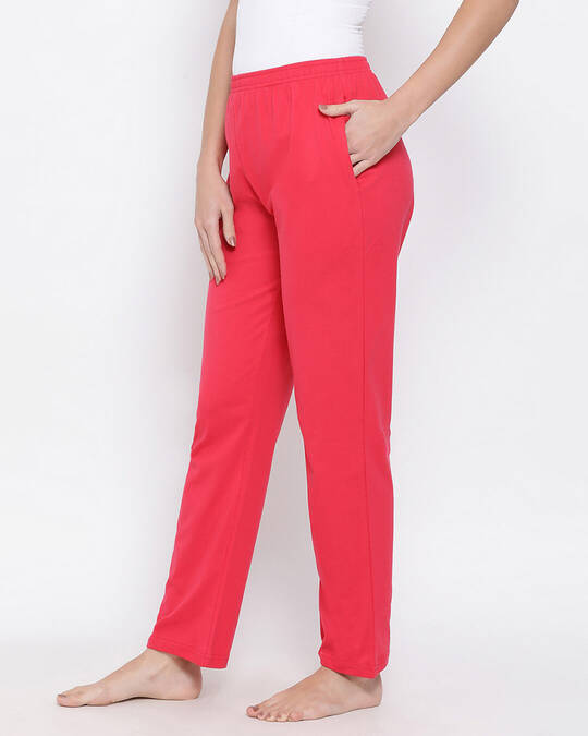 Shop Women's Pink & Purple Solid Pyjama (Pack of 2)-Design