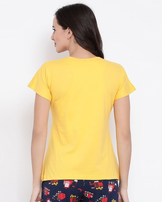 Shop Cotton Pack Of 2 Text Printed Short Sleeve T Shirt   Yellow & Pink-Back