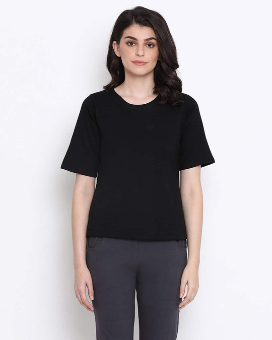 Shop Cotton Rich Sleep T-Shirt in Black-Front