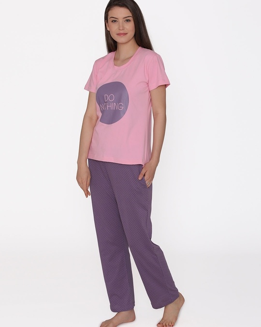 Shop Cotton Rich Text Print Top & Polka Print Pyjama-Design