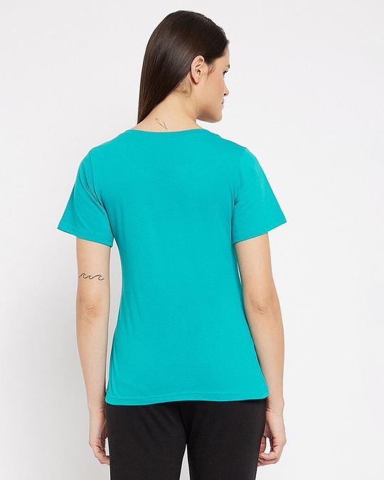 Shop Women's Mint Green Printed Round Neck T-shirt-Back