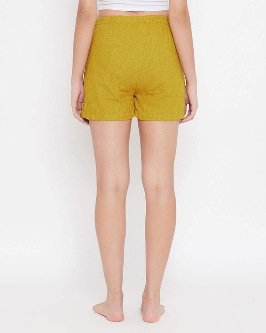 Shop Women's Mustard Boxer Shorts In Orange   100 Cotton-Back
