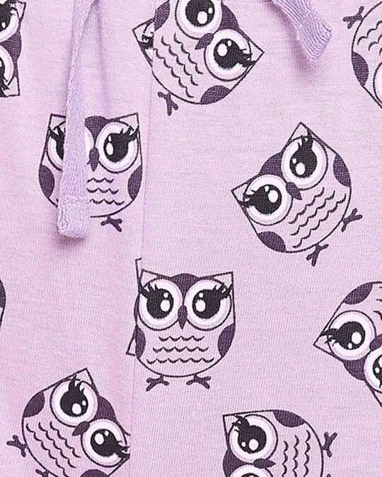 Shop Owl Print Button Me Up Shirt & Pyjama Set In Lilac