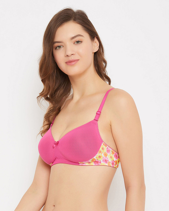 Shop Padded Non Wired Full Cup Multiway T-Shirt Bra In Pink-Back