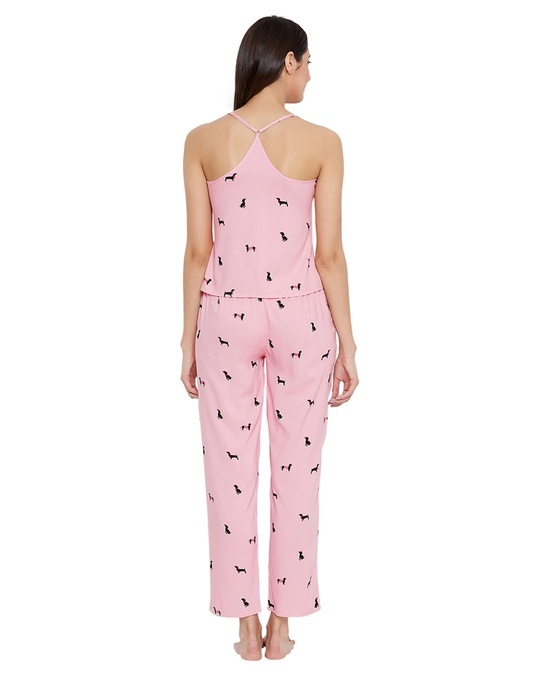 Shop Paw Fect Top & Pyjama Set In Light Pink  Cotton-Full