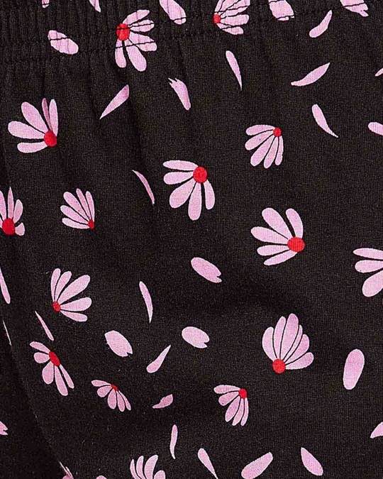 Shop Pretty Florals Boxer Shorts In Black   Pure Cotton-Full