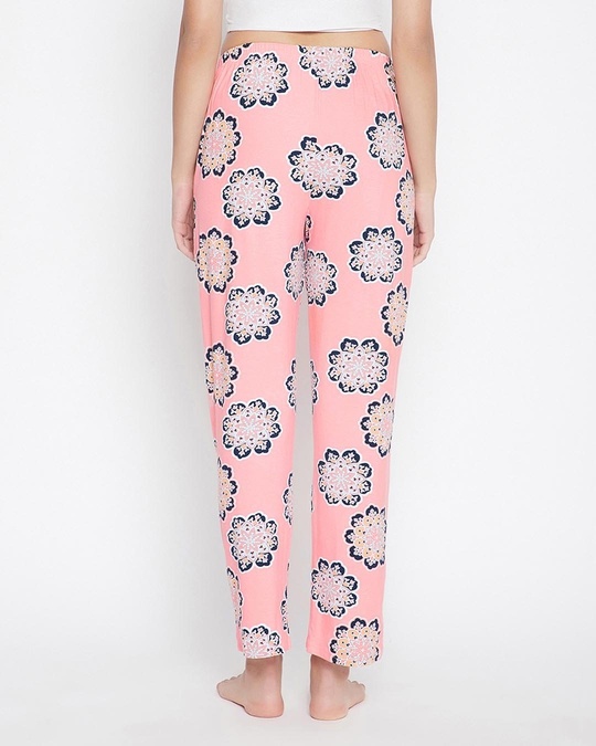 Shop Pretty Florals Pyjama In Baby Pink   Pure Cotton-Back