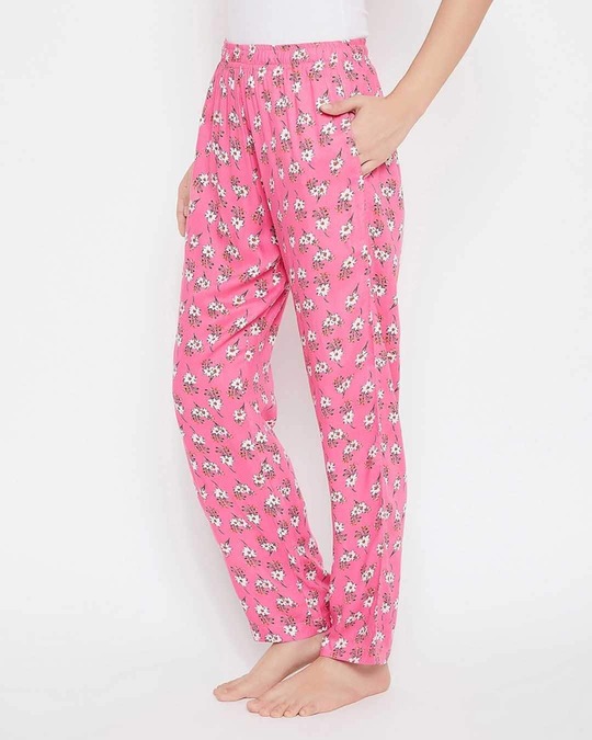 Shop Pretty Florals Pyjama In Pink   Rayon-Design