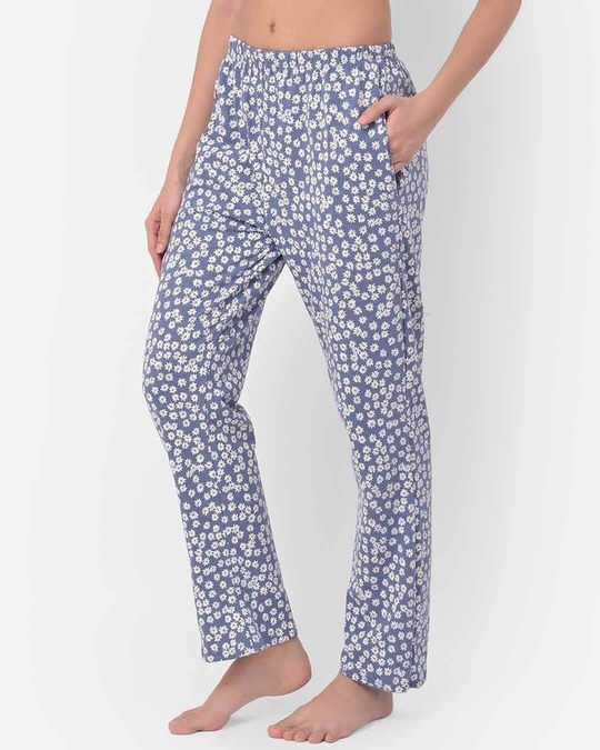 Shop Pretty Florals Pyjama In Powder Blue   Cotton-Design