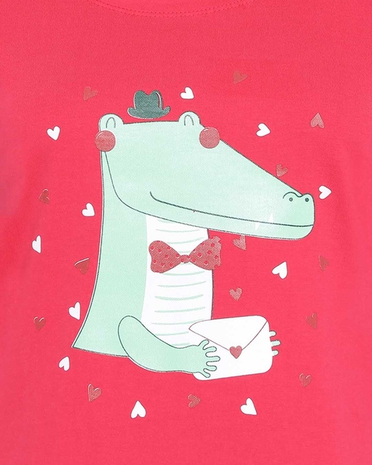 Shop Women's Pink Printed Round Neck T-shirt-Full