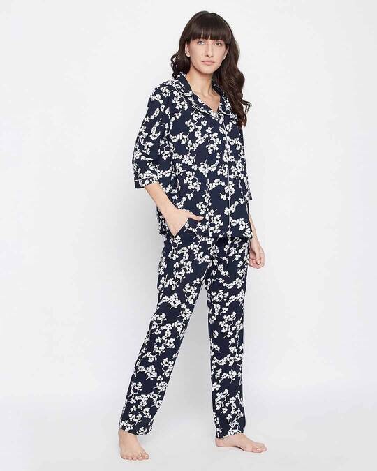 Shop Women's Black Printed Top & Pyjama Set (Pack of 2)-Design