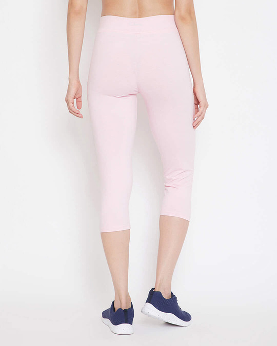Shop Women's Snug Fit Active Capri In Baby Pink   Cotton Rich-Back