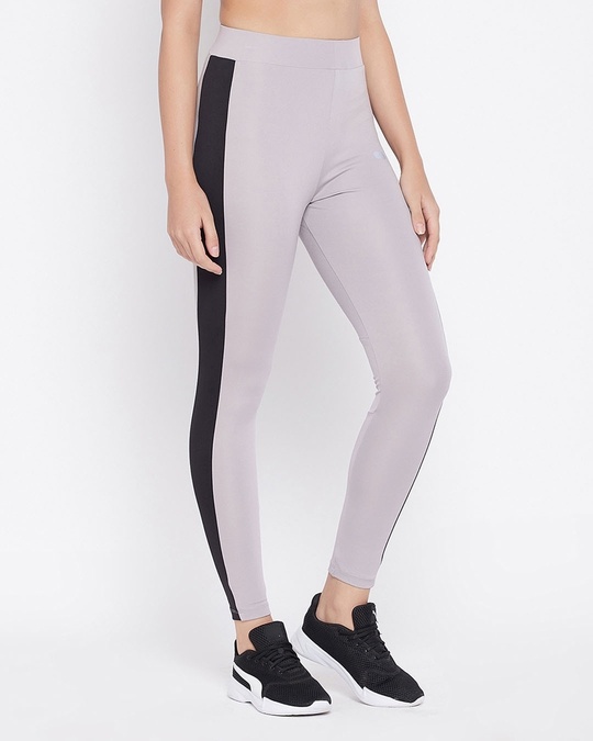 Shop Snug Fit Active High Rise Ankle Length Tights In Grey-Design