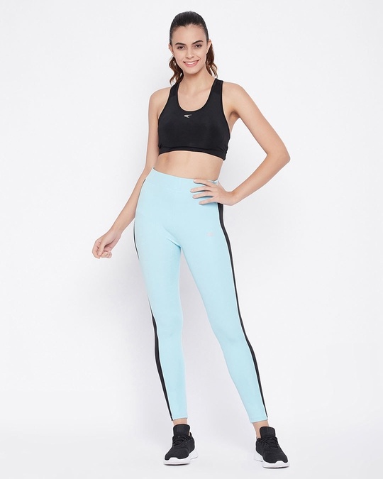 Shop Snug Fit Active High Rise Ankle Length Tights In Sky Blue