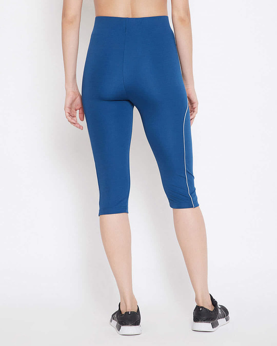 Shop Women's Snug Fit Mid Rise Active Capri In Cobalt Blue-Back