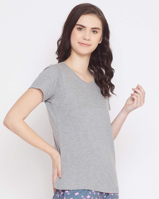 Shop Solid Sleep T-Shirt in Light Grey - Cotton Rich-Design