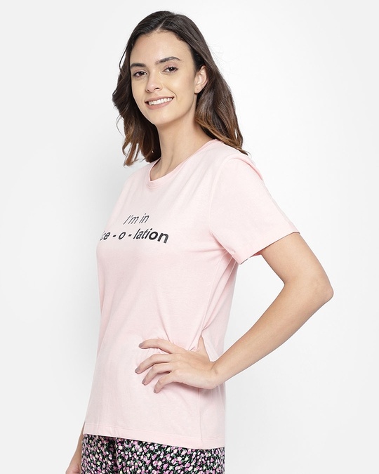 Shop Text Print Sleep T Shirt In Baby Pink    Cotton-Design