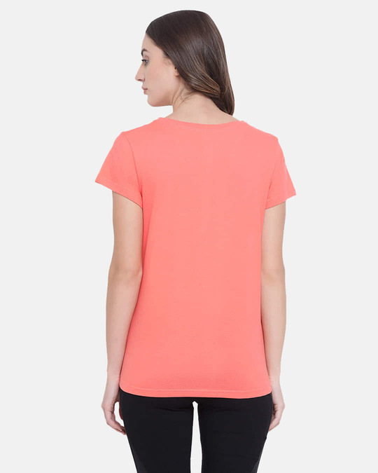 Shop Text Print Top In Peach 100% Cotton-Back
