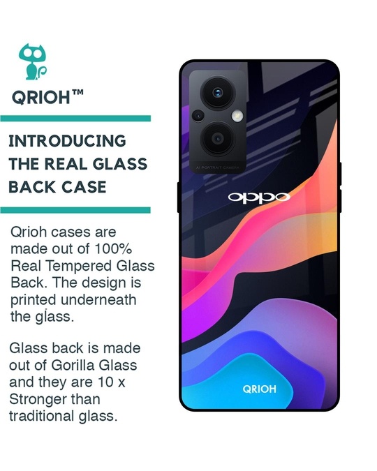 Shop Colorful Fluid Printed Premium Glass Cover for OPPO F21 Pro 5G (Shockproof, Light Weight)-Back
