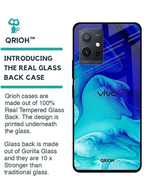 Shop Fluid Printed Premium Glass Cover for Vivo Y75 5G (Shock Proof, Lightweight)-Back