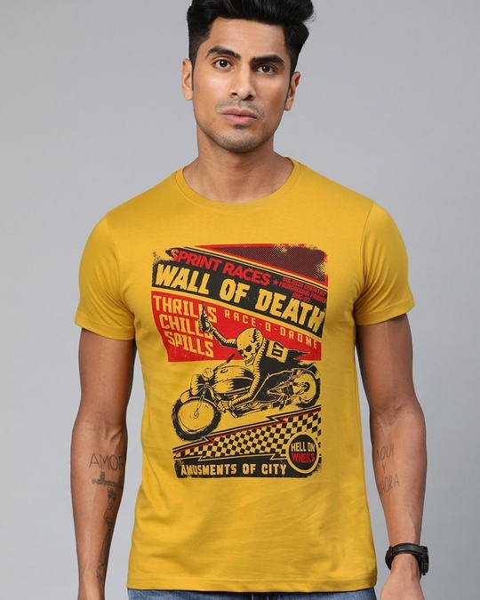 Shop Yellow Graphic T Shirt-Front