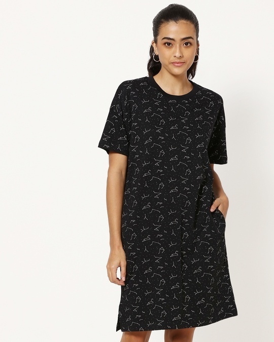 Shop Constellations All Over Printed Boyfriend Dress-Back