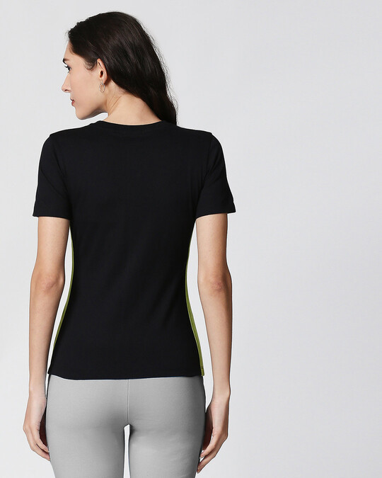 Shop Cool Daffy Contrast Side Seam Panel T-Shirt (LTL) Black-Neon Green-Back