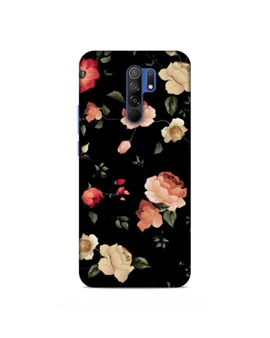 Shop Black Premium Floral Design 3d Printed Hard Back Case For (Xiaomi Rmi9)-Front
