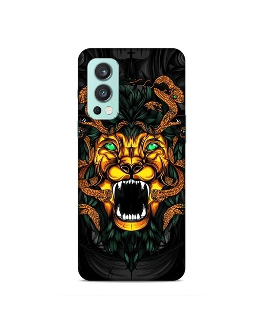 Shop Black Premium Lions Roaring Snakes Painting Printed Mobile Cover For (Oneplus Nord)-Front