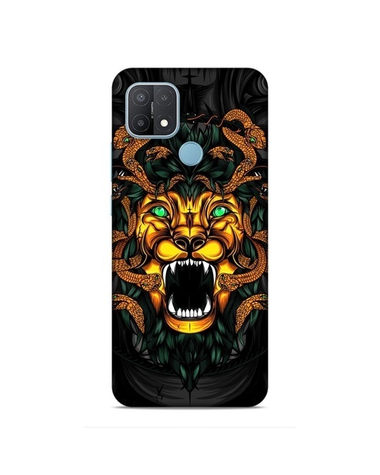 Shop Black Premium Lions Roating Snakes 3d Printed Hard Back Case For (Oppo A15)-Front