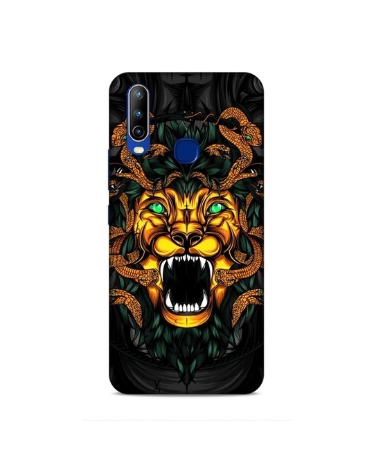 Shop Black Premium Lions Roating Snakes 3d Printed Hard Back Case For (Vivo U10)-Front