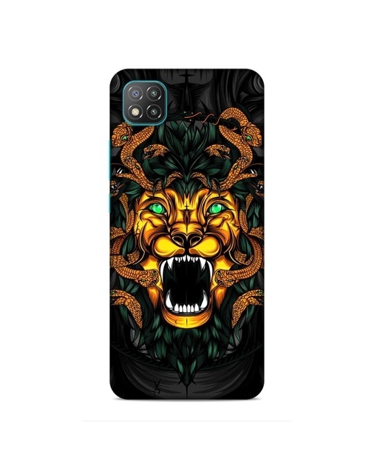 Shop Black Premium Lions Roating Snakes 3d Printed Hard Back Case For (Xiaomi Pococ3)-Front