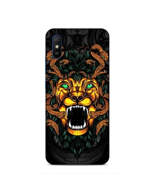 Shop Black Premium Lions Roating Snakes 3d Printed Hard Back Case For (Xiaomi Rmi9a)-Front