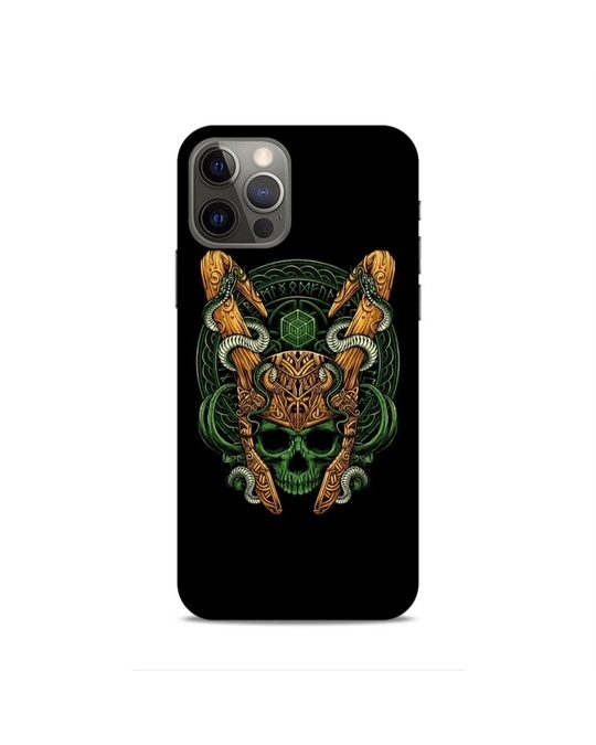 Shop Black Premium Skull Dragon Snake Printed Mobile Cover For (Apple Iphone 12pro)-Front