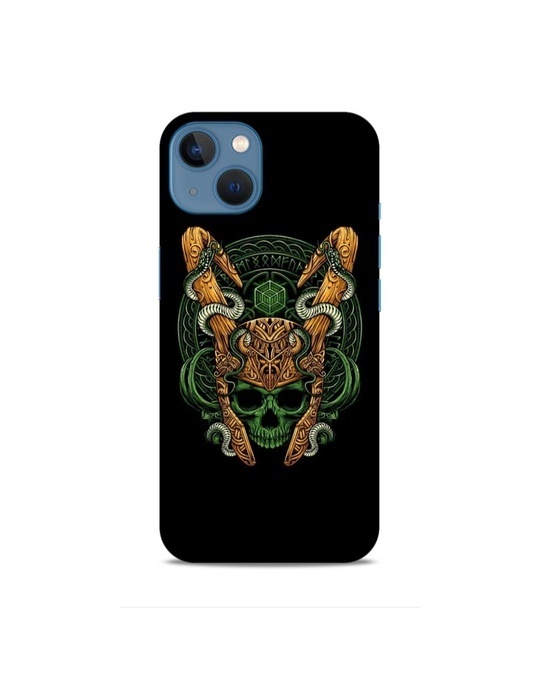 Shop Black Premium Skull Dragon Snake Printed Mobile Cover For (Apple Iphone 13)-Front