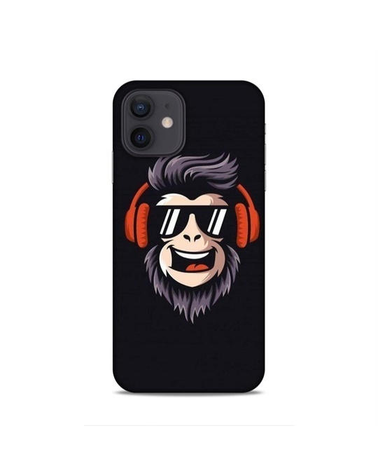 Shop Black Premium Stylish Monkey With Goggle Printed Mobile Cover For (Apple Iphone 12)-Front